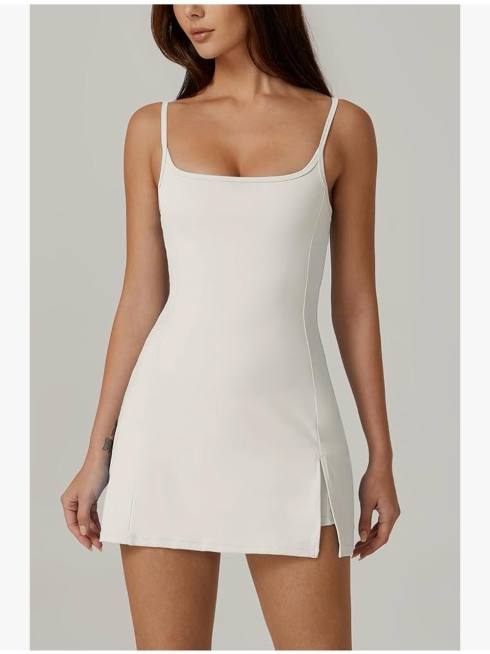 Women's White Dress - Minimal Square Neck Dress